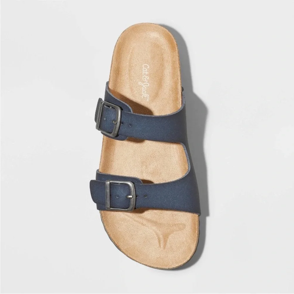 Kids' Drew Slip-On Footbed Sandals - Cat & Jack™m Navy Size 13